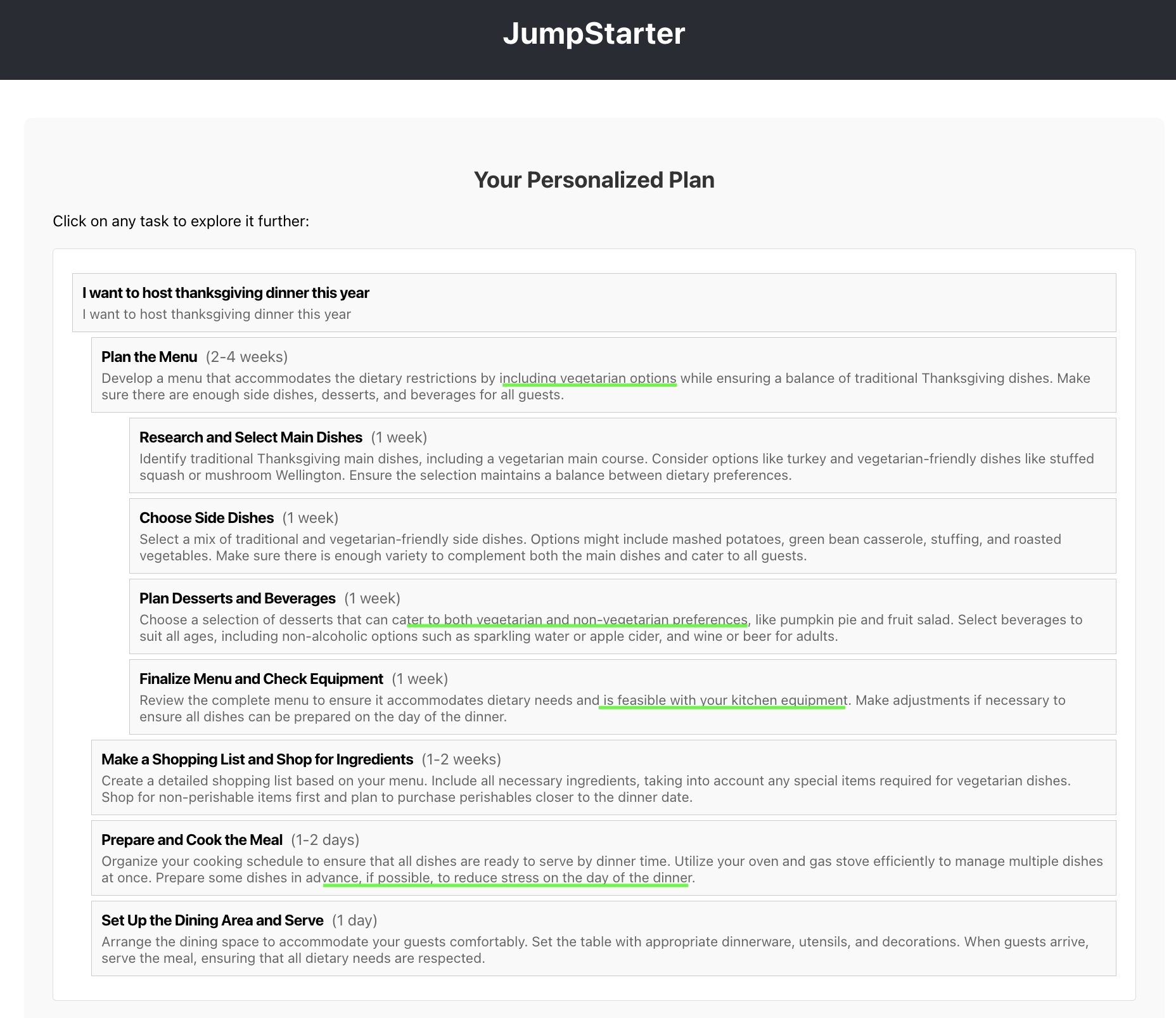 Fixed task breakdown
